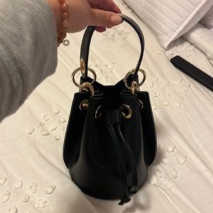 Leather Black Bucket Bag NEW with out Tags